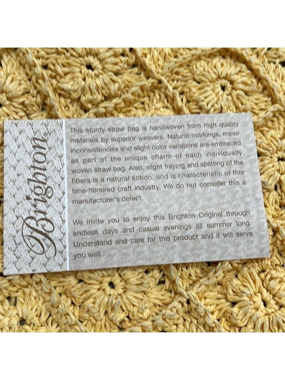 Brighton Crochet Straw Rafia Tote Bag Daisy Print Lining Yellow - Picture 7 of 7
